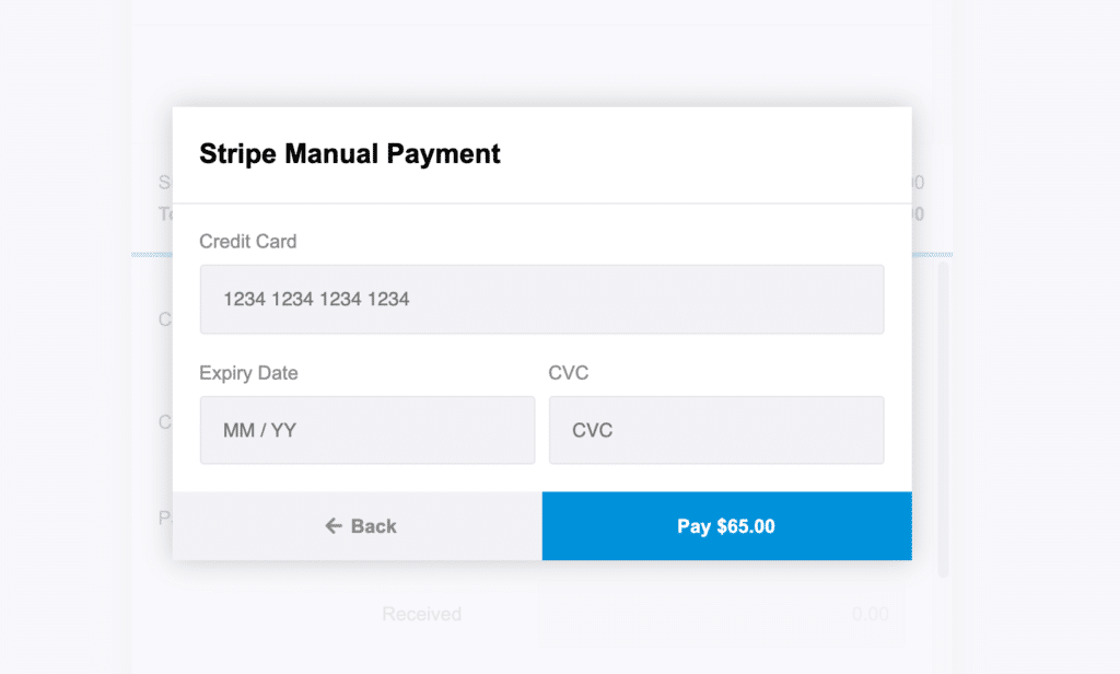 Stripe Έντυπο χειροκίνητης κάρτας