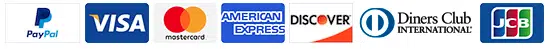 PayPal, Visa, Mastercard, American Express, Discovery, Diners Club and JCB paymnet gatway provier logos