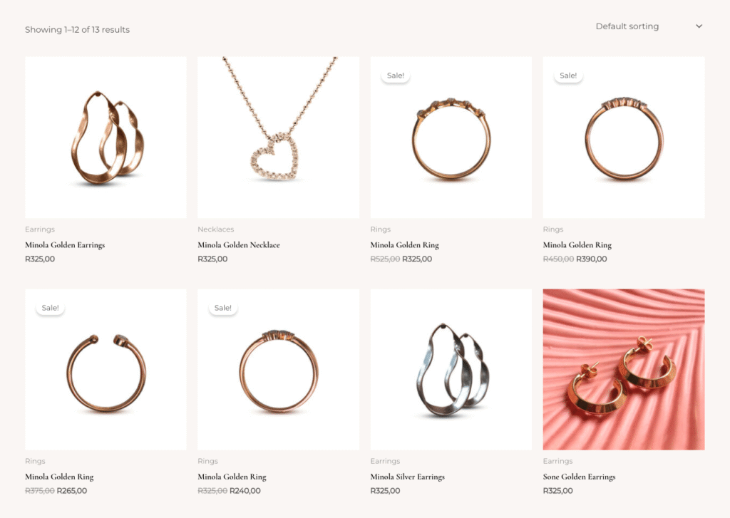 Example Of A Woocommerce Store Listing For A Jewelry Store