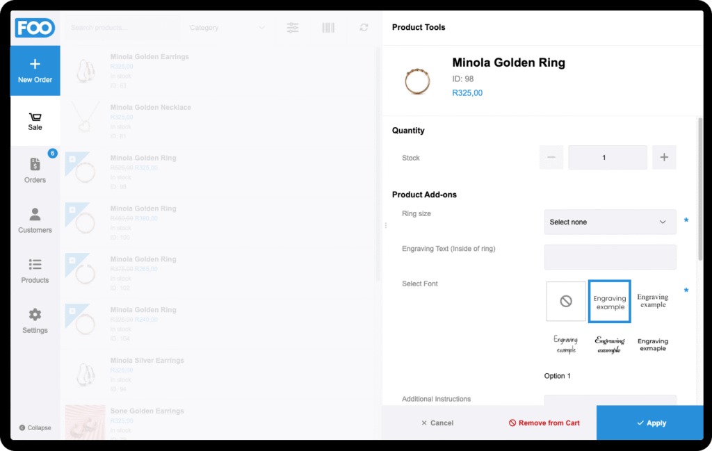 Screenshot Of A Rings Product Page Demonstrating Woocommerce Product Add-On Fields.